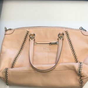 Coach used Peach Color Leather Bag